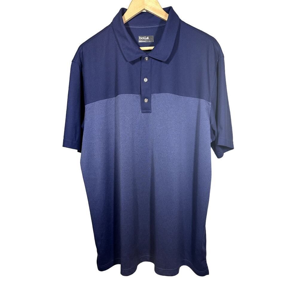 BOLLE Men's Two-Tone Performance Short Sleeve Athletic Polo Shirt Blue Size XXL